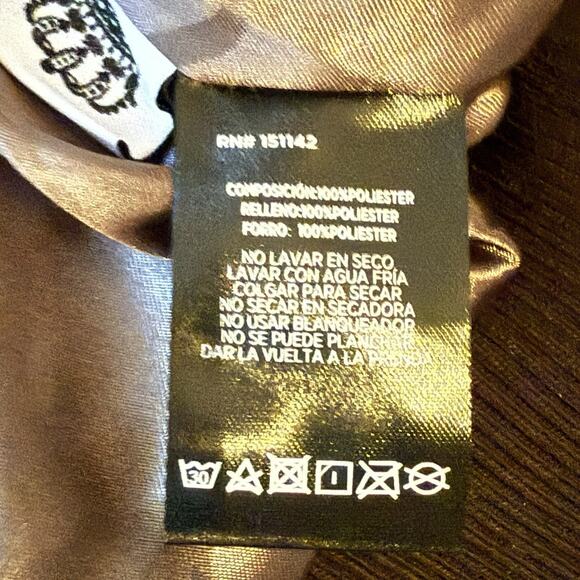 Juicy Couture Aviator Quilted Bomber Jacket Large Faux Fur Collar Y2K Glam - Picture 6 of 9